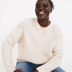 Madewell Cream Belfiore Ribbed Pullover Sweater